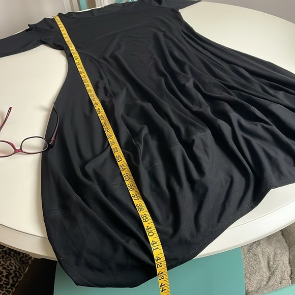 Eileen Fisher round neck Black A-Line 3/4 sleeve Jersey Dress- M - Picture 10 of 11